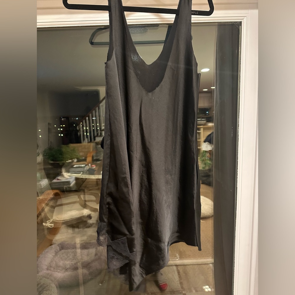 Alexander Wang slip like black dress with lace trim